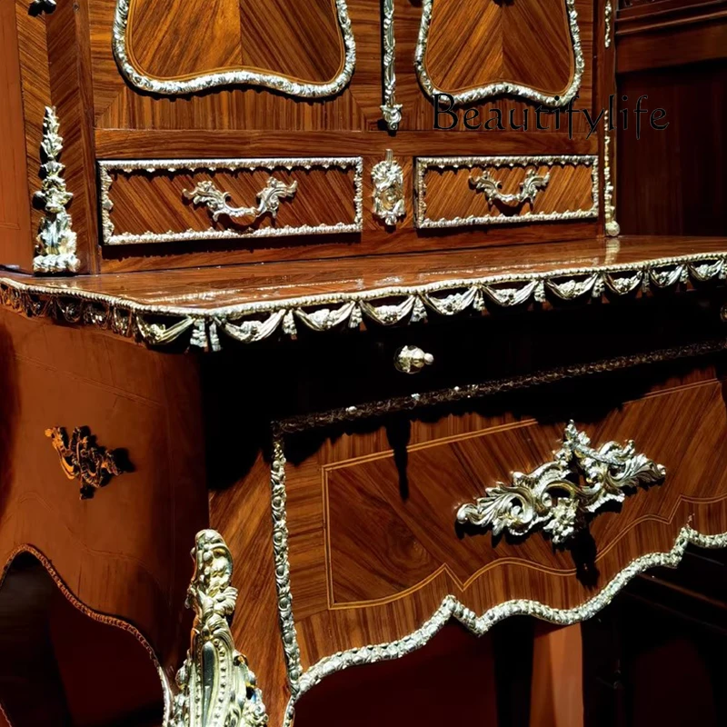 French solid wood dresser European villa bedroom makeup table dressing cabinet retro one-piece desk