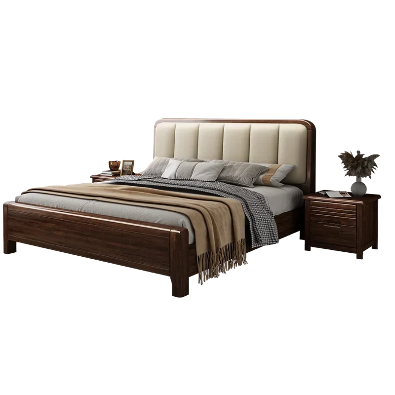 

Natural and simple European high-end bedroom headboard Modern wooden bedroom furniture