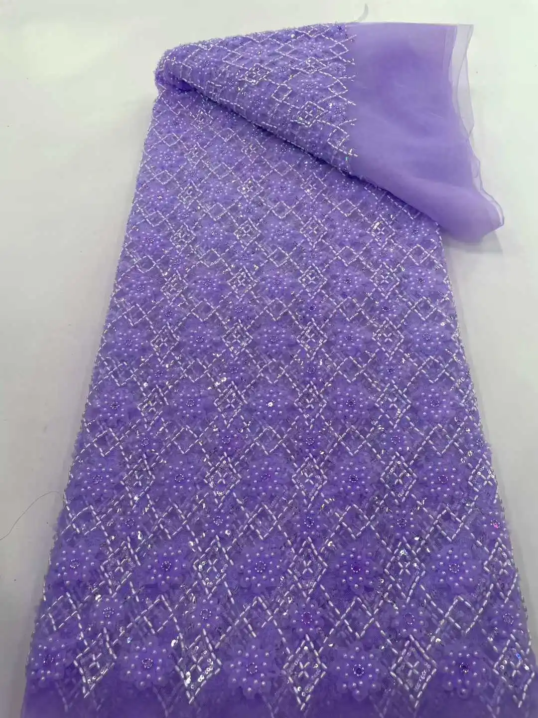 2025年最新のアフリカ産3Dレース生地、高品質刺繍レース、フランスチュールレース生地、5ヤード、ナイジェリアレース生地、パーティー用