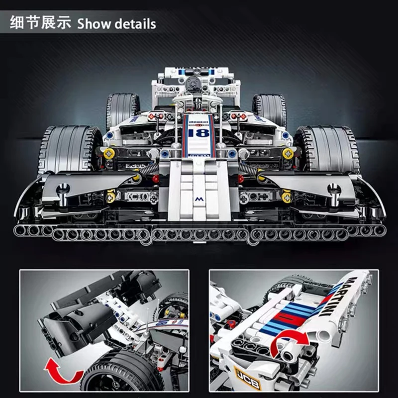 023004 High-tech alternate F1 Car Formula 1 One Racing Furious Building Block Children Toys For Boy Birthday Christmas Gift