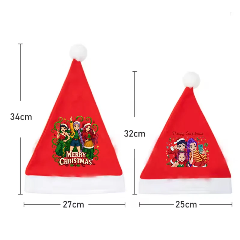 KPop Demon Hunters Świąteczny Kapelusz Rumi Mira Zoey Urocze Czapki Świąteczne Noworoczne Kapelusze Świętego Mikołaja Dekoracje na Imprezę Świąteczną Przebranie Cosplay Prezenty