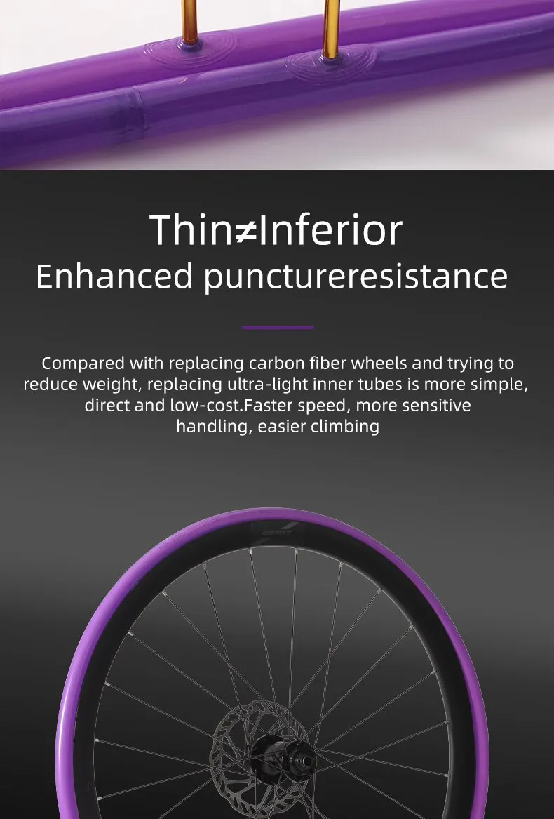 OFFBONDAGE Aluminiumventil, ultraleichter Fahrradschlauch, 700C, Rennrad, TPU-Reifen, 60 80 mm Länge, französisches Ventil, superleichter Schlauch – Detail 6