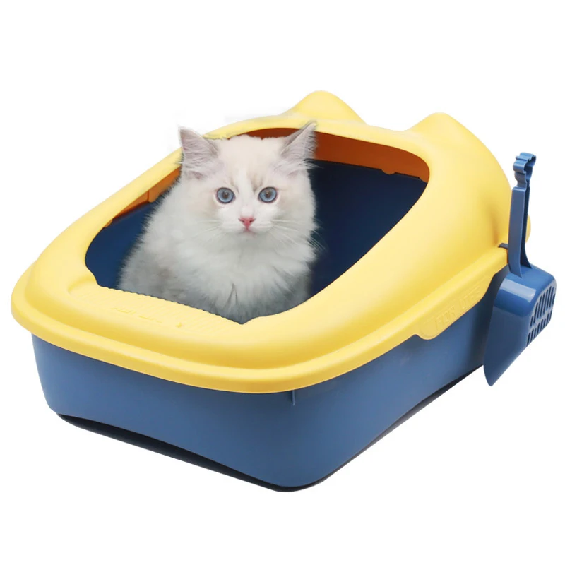 

HOT SALE Pet Products Cleaning Plastic Cat Toilet Box Trays Simple Cute Cat Head Cat Litter Box