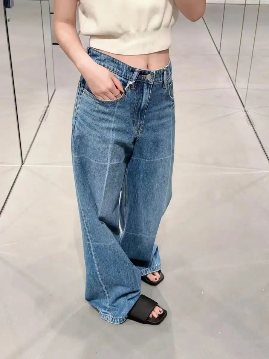 

Джинсы женские с высокой талией, прямые, свободные, широкие, в пол, осенне-зимние, с эффектом похудения, из хлопкового денима