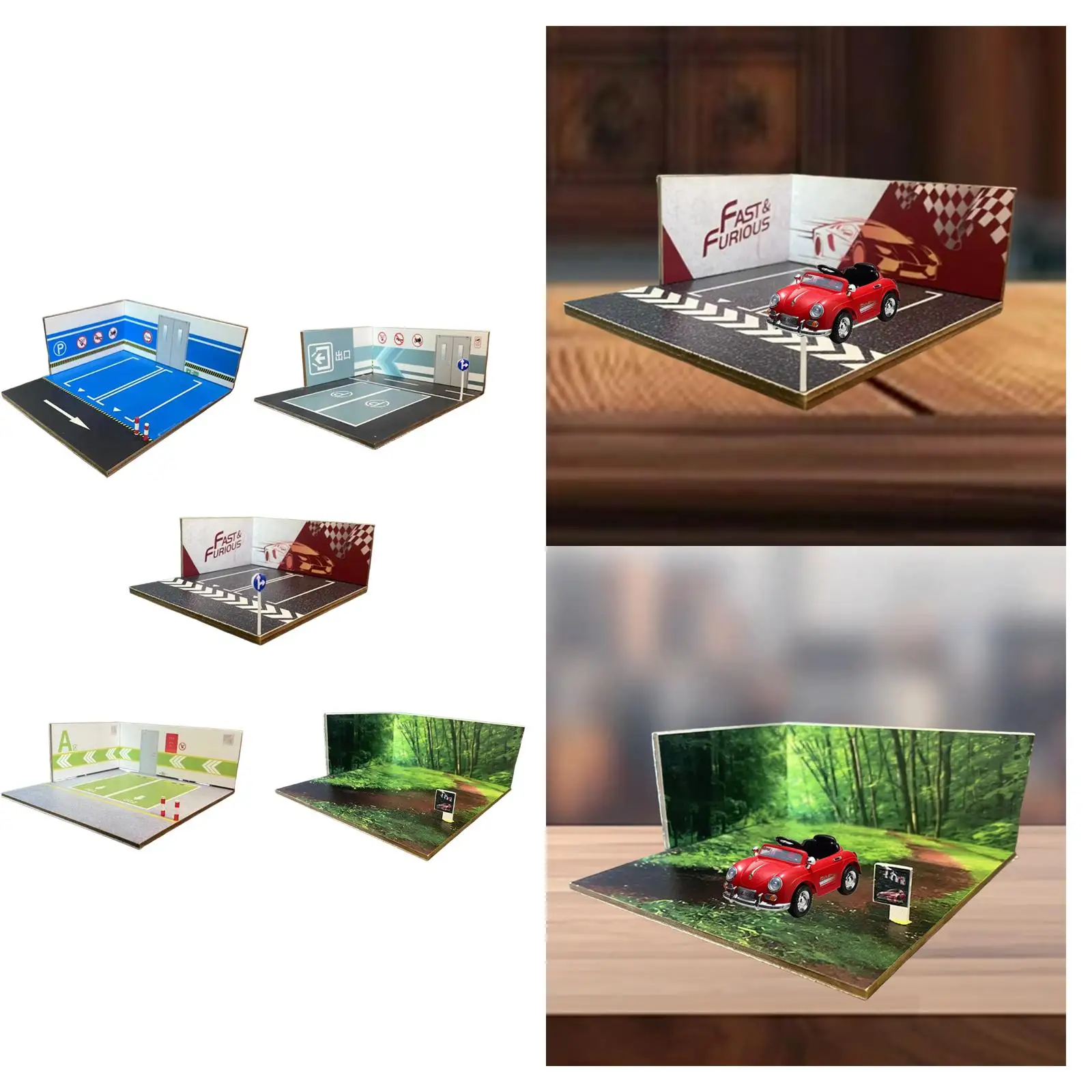 موقف سيارات بمقياس 1/64، نموذج سيارة دييكاست المرآب، نونسليب، المرآب تحت الأرض ديوراما خلفية نموذج بناء لعبة السيارة