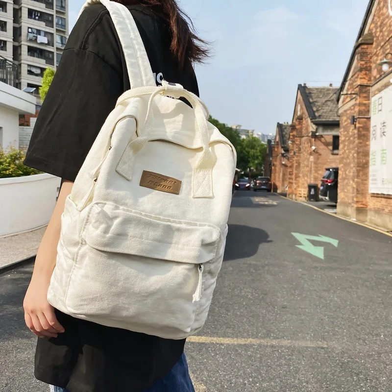

Washed backpack for female college students, minimalist style backpack Korean version for high school backpack for men