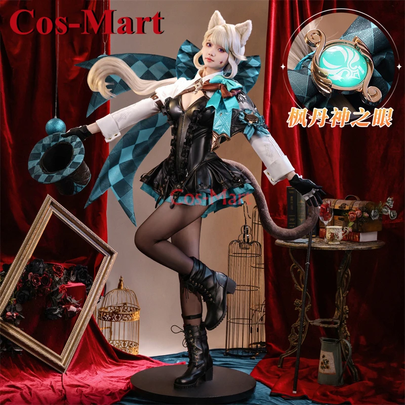 Cos-Mart Hot Game Genshin Impact Lynette Cosplay Costume Magician Gorgeous Sweet Combat Dress Activity Party Role Play Clothing