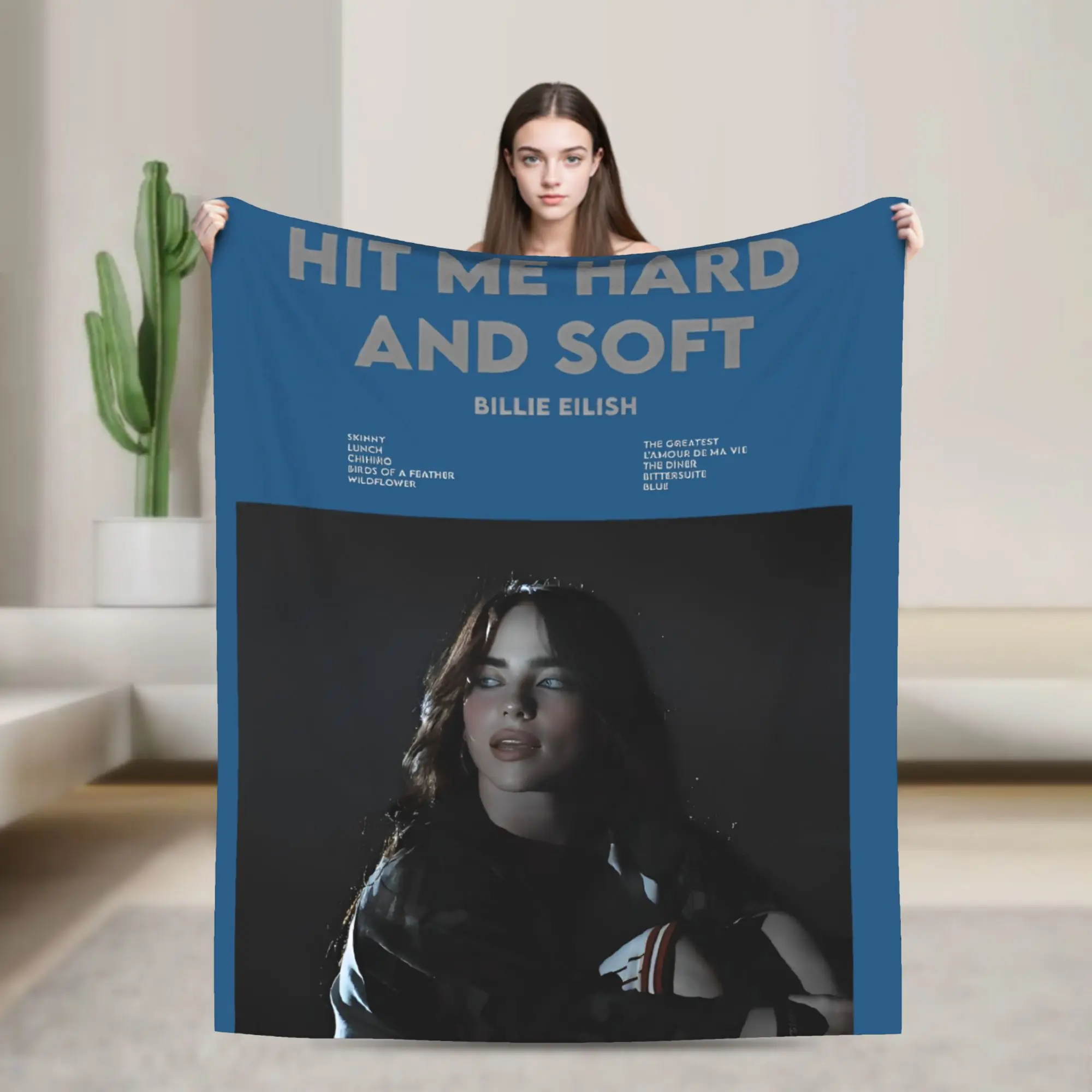 Famous Singer B-Billie-Girl E-eilish Fleece Throw Blanket Blanket for Sofa Couch Lightweight Bedding Throws,