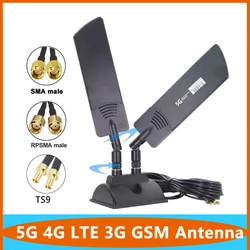 สายคู่5กรัม4กรัม LTE 3กรัม GSM เราเตอร์อากาศ600 ~ 6000เมกะเฮิร์ตซ์ OMNI WiFi CPE Pro ภายนอกไร้สายเสาอากาศที่มี TS9 SMA ตัวผู้แม่เหล็ก