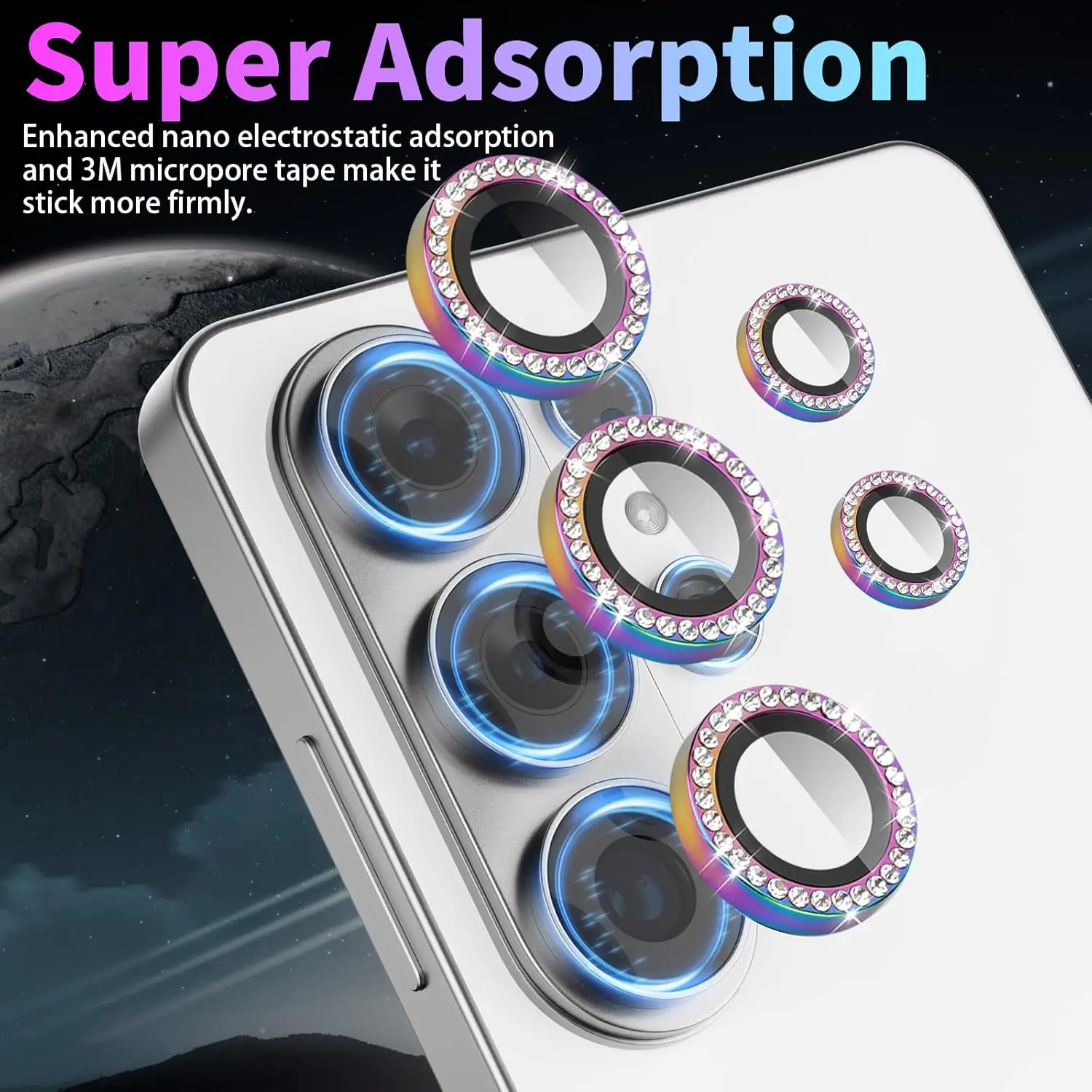 

Защитное стекло для камеры Samsung Galaxy S26 Ultra S26Plus, индивидуальное, с алмазным напылением, из закаленного стекла, с кольцом из алюминиевого сплава