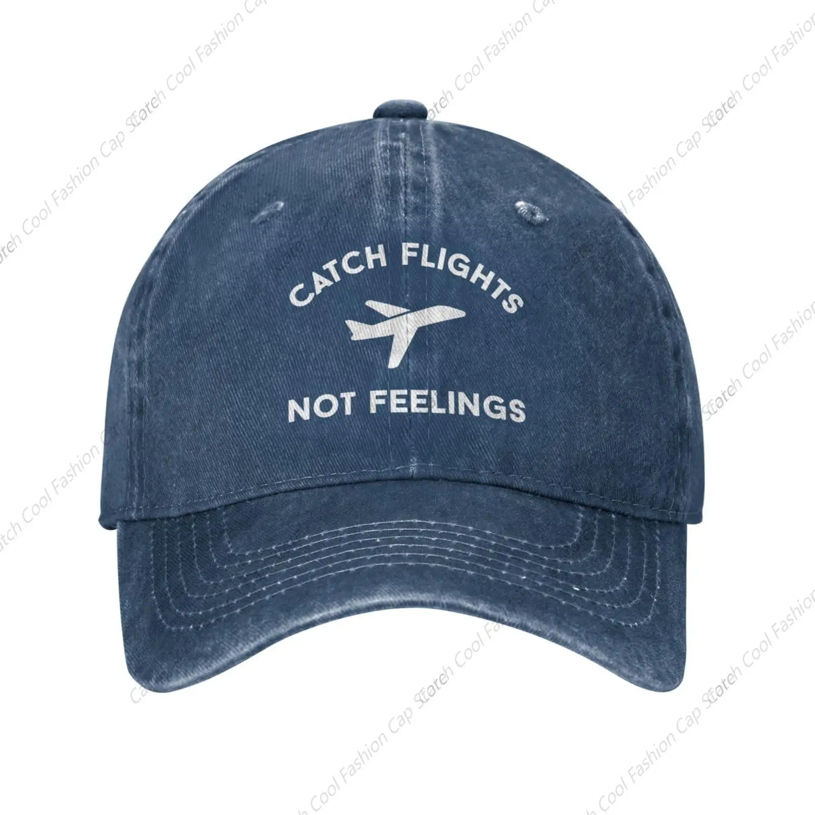 

Catch Flights Not Feelings Baseball Cap for Men Women Vintage Trucker Denim Hat Washed Cotton Fashion Unisex Adjustable Sports