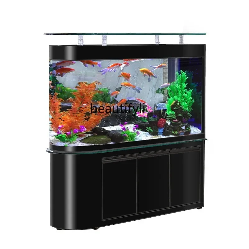 Fish Tank Living Room Floor Home Ecological Change Water Bottom Filter Medium Glass Partition Screens Fish Tank