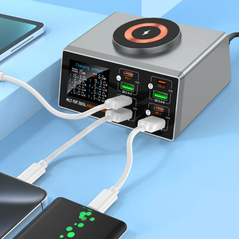 

140-ваттная умная быстрая зарядная станция с 8 портами USB для нескольких телефонов Android, для путешествий, дома и офиса