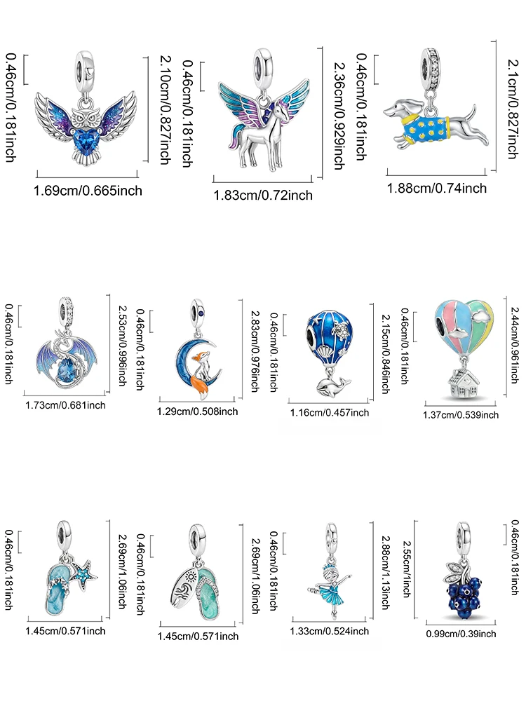 925 Sterling Silber Pinguin Muschel Heißluftballon Blaue Serie Charm-Anhänger für Armbänder DIY Hochwertiger Damenschmuck – Detail 2