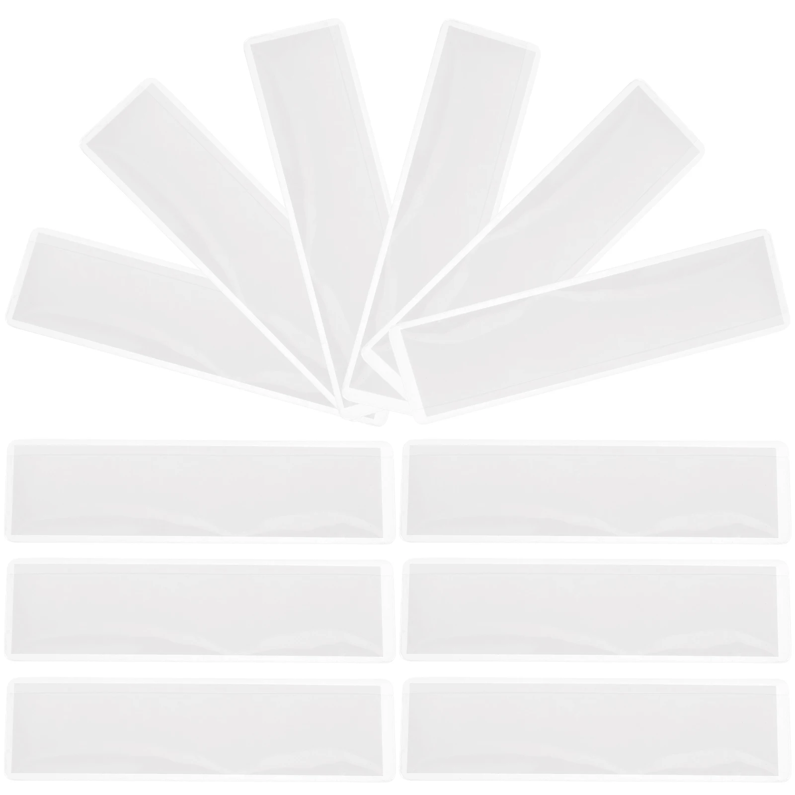 

12 Acrylic Wall Name Tags 50 White Cards 1.18x4.33 Inches Transparent Holders Adhesive Pockets Office Store Classroom Library