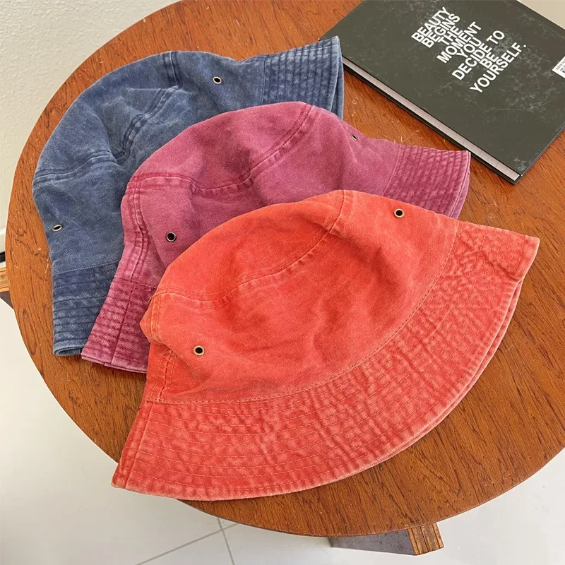 Washed Denim Bucket Hat Women Fisherman\'s Hat Bucket Hat Unisex Bob Caps Hip Hop Gorros Men Panama Windproof Bucket Hat Outdoor