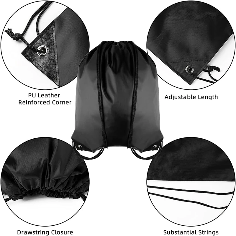 34x42cm Reusable Drawstring Pocket Waterproof Storage Bag Polyester Fabric Outdoor Travel Sports Backpack Home Storage Packaging