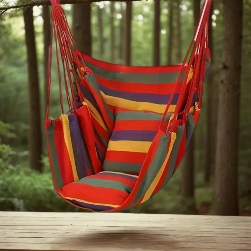 Outdoor Canvas Hammock Chair Swing 200KG Load Bearing Comfortable Leisure Hanging Chair Garden Patio Camping Travel Beach Porch image 3