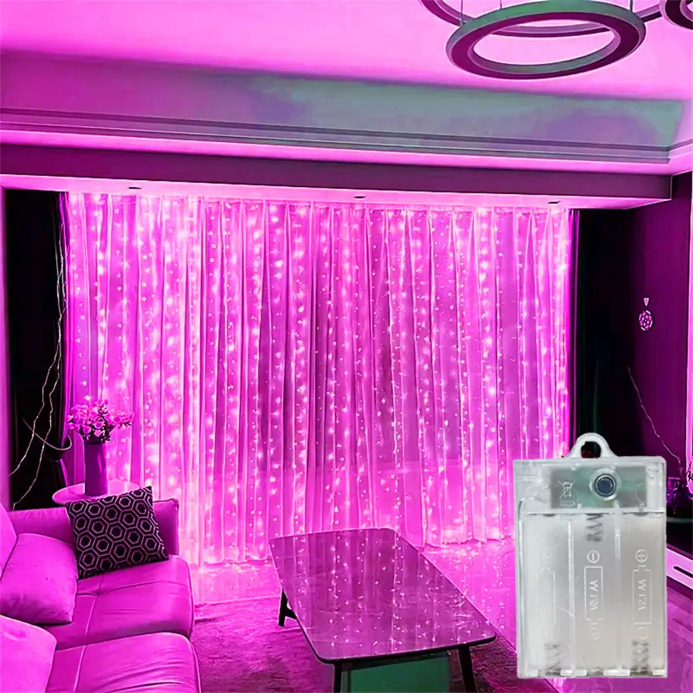 

LED Curtain Light String Wedding Birthday Party Decor Battery Power Ramadan Decoration for Home Valentine's Day Eid Mubarak