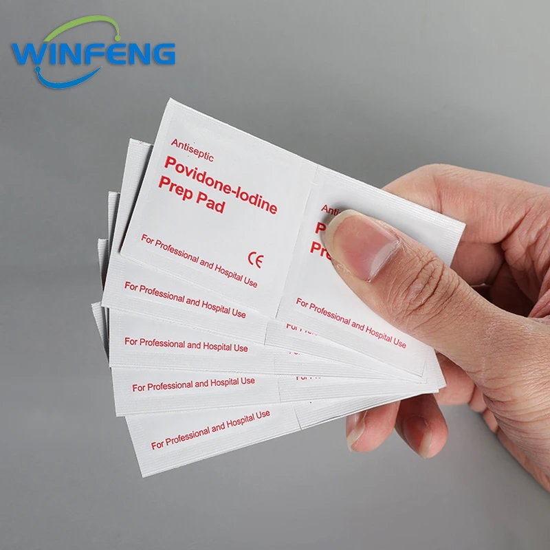 Disposable Portable Povidone-Lodine Prep Swap Pad Wound Disinfection Wet Cotton Pad For Survival First Aid Outdoor Travel 10Pcs