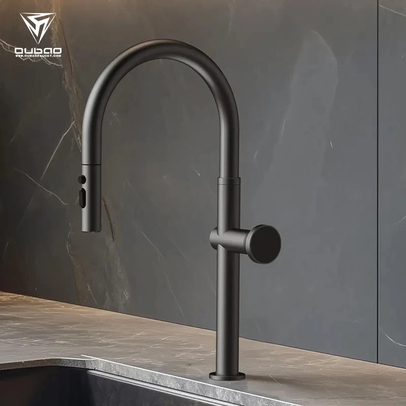 Newly designed single pole sink faucet with multi gear water mode and pull-down kitchen faucet
