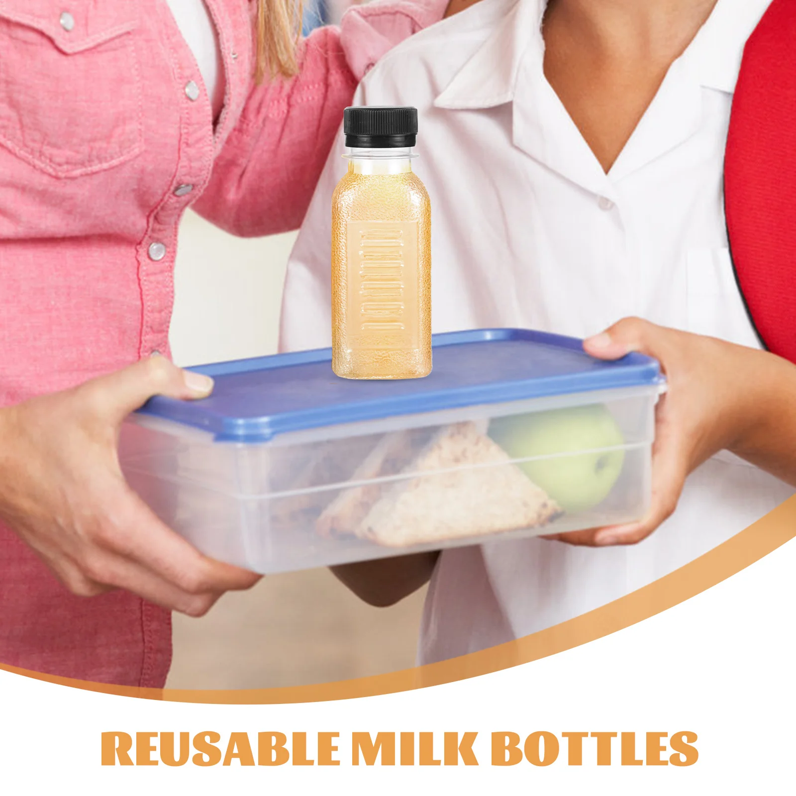 

20pcs Plastic Juice Bottle 100ML Reusable Milk Drink Bottles Black Lids Empty Beverage Containers Travel School Office Mini
