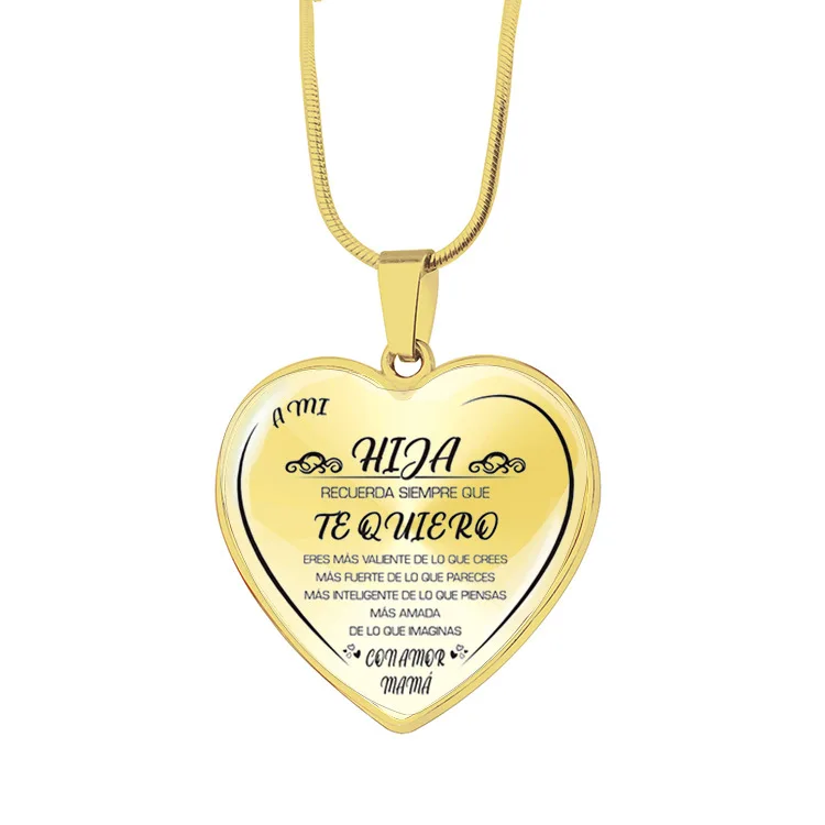 Spanish Gift Necklace for Daughter Heart Pendant Chain Necklace  Wholesale Women Fashion Jewelry