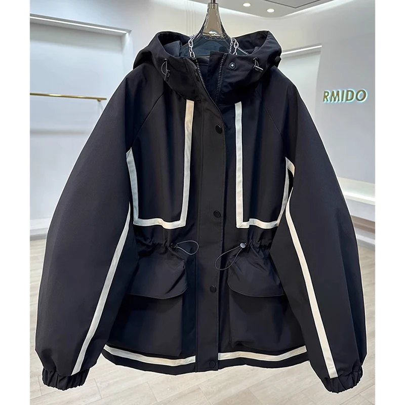 European Goods High-end Ribbon Stitching Contrast Jacket Women's 2025 New Spring and Autumn Leisure Loose Slim Short Trench Coat