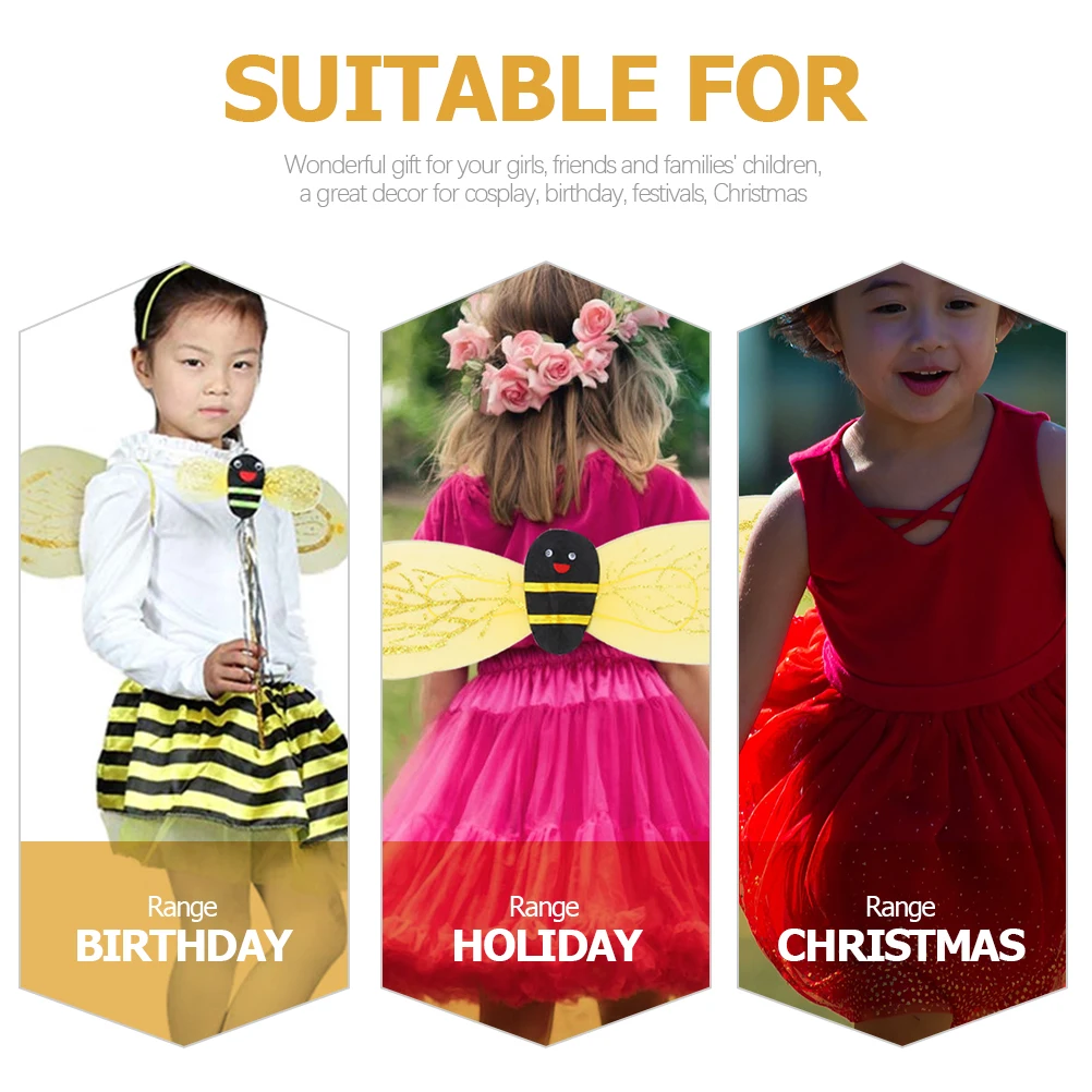 

2 set Bee Wings Props Bee Headband Party Costume Cosplay Kids Clothes Decor Child Performance Tutus Birthday Festival Christmas