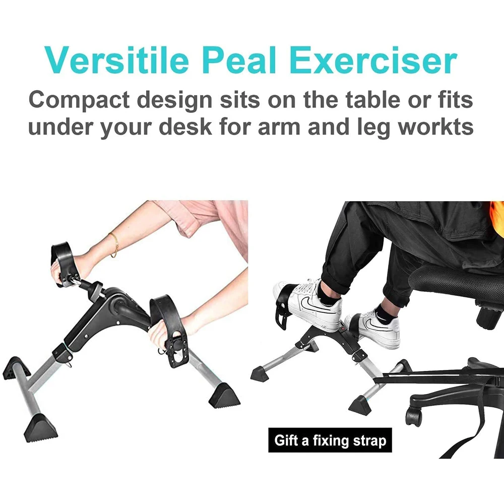 Mini Exercise Bike Arm and Leg Exerciser with LCD Monitor, Adjustable Resistance, Fold Pedal Exerciser for Arms and Legs