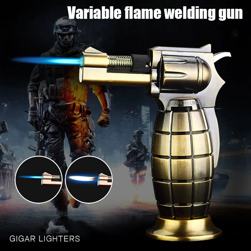 

Metal Dual Fire Conversion Welding Gun Lighter Portable Windproof Inflatable Outdoor Barbecue Lighter Personalized Men's Gift