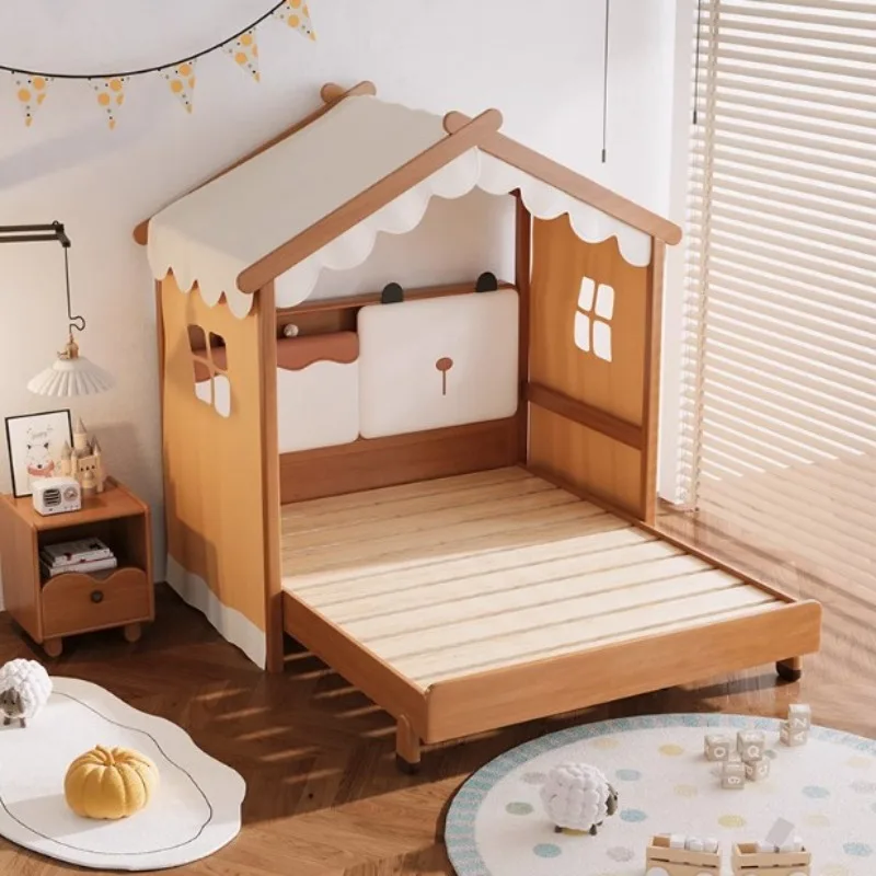 

Full solid wood beech tree house children's bed boys and girls removable tent bed family bedroom house bed new