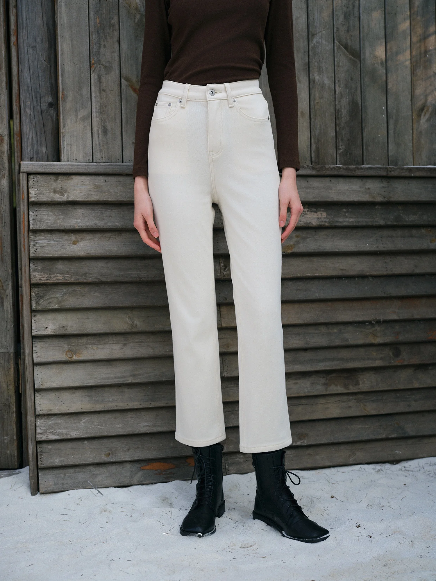 

Limited Edition Self-Heating Fleece Lined High Waist Slim Fit Jeans Nine-Piece Denim Pants Three Colors Warm Vintage Style