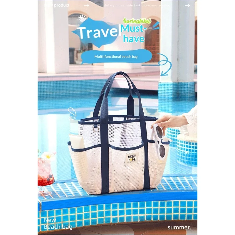 New Portable Mesh Swimming Storage Bag Large Capacity Travel Toiletry Bag Multifunctional Beach Organizer