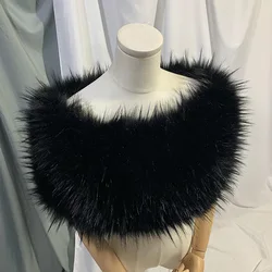 Luxury Fur Wraps for Women Winter Scarf Long Racoon Fur Shawl Tippets for Party Dress Poncho for Bride Stage Performance