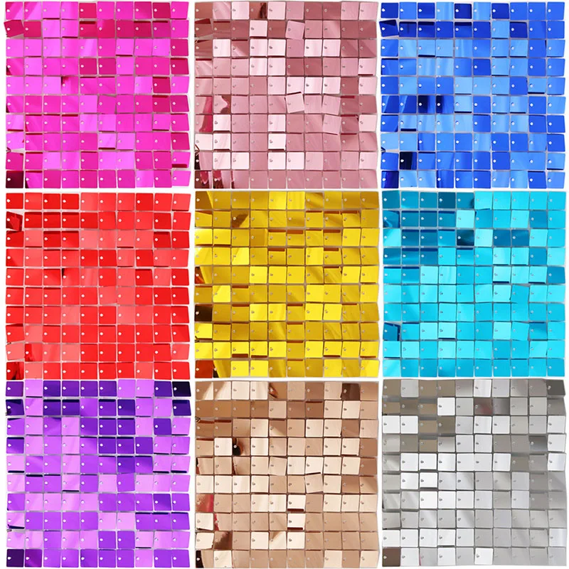 

3*8/4*6Ft Sequins Shimmer Wall DIY Decoration Clear Grid Panel Backdrop Stand Party Shiny Background Birthday Wedding Display 3D