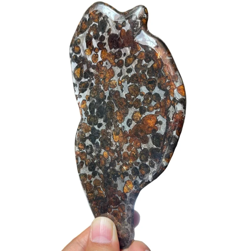 Sericho Pallasite Meteorite Slice Kenya Polished Olivine Meteorite Irregular Piece Natural Space Collection Specimen QA894