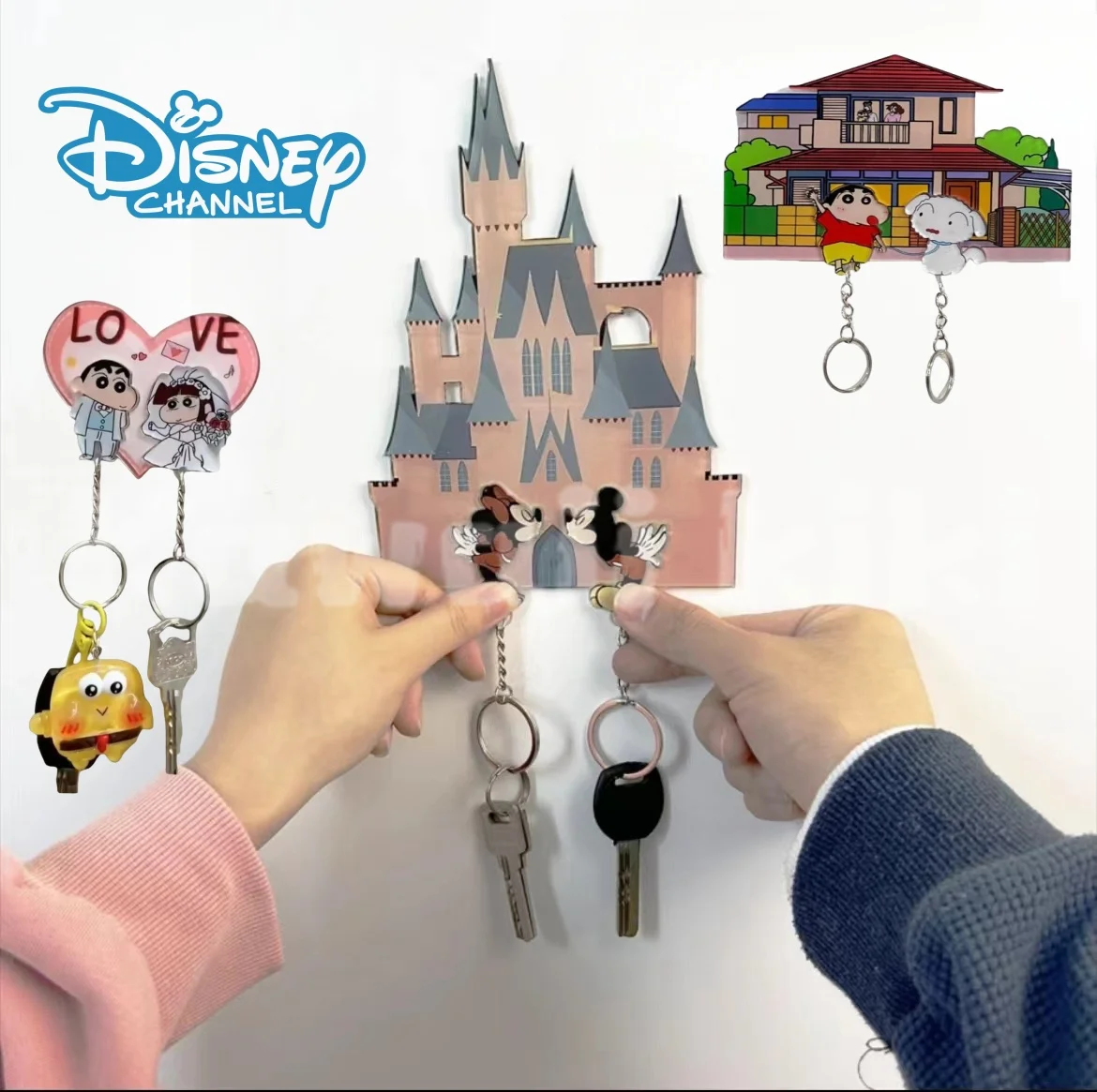 Porte-clé Disney TureMouse en acrylique, décoration de porte d'entrée de réfrigérateur, pendentif de dessin animé, prévention des pertes de clés, cintre