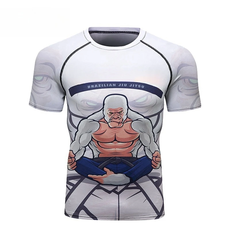 Mma Rashguard for Men Jiu Jitsu Compression Shirt Fitness Tops Short Sleeve Kickboxing Gym Fightwear Boxeo Muay Thai T-Shirts