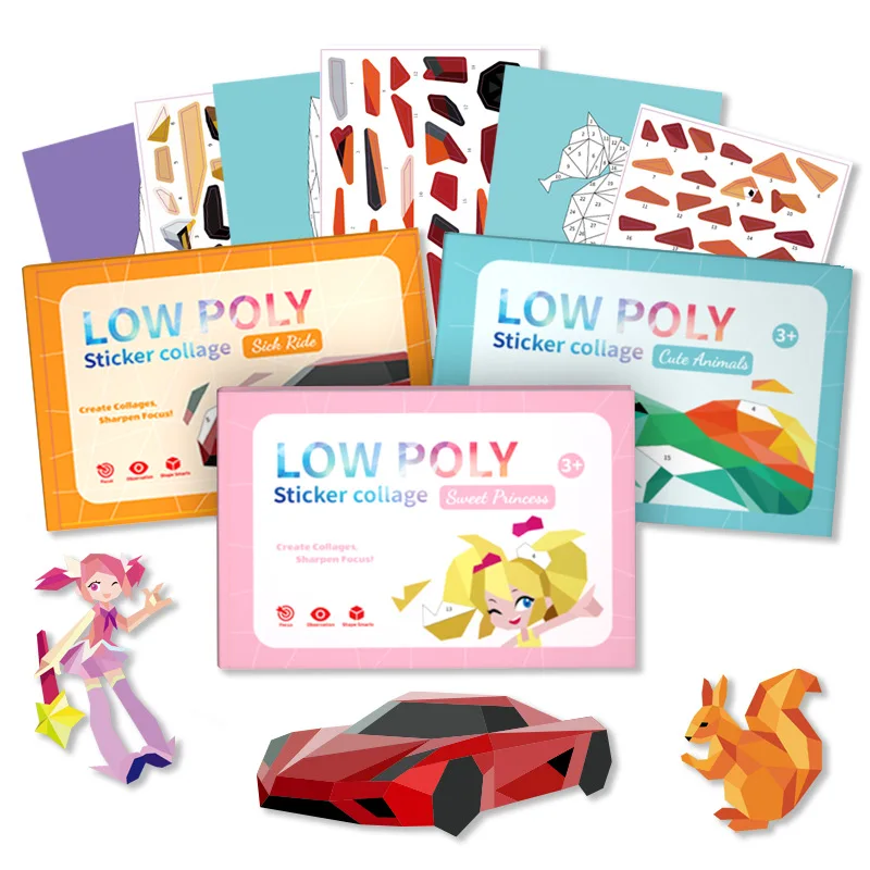 مجموعات الكولاج الهندسية ثلاثية الأبعاد للأطفال • ألغاز لاصقة ذاتية الصنع ألعاب تعليمية لتدريب التركيز • الحرف اليدوية لتعزيز الدماغ للأطفال #5