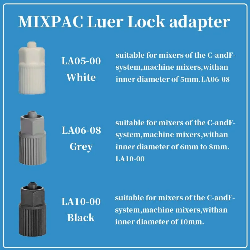 

Sulzer MIXPAC Адаптер Luer Lock LA 05-00 Белый LA 06-08 Серый LA 10-00 Черный Адаптер для дозирующей иглы 100 шт./пакет