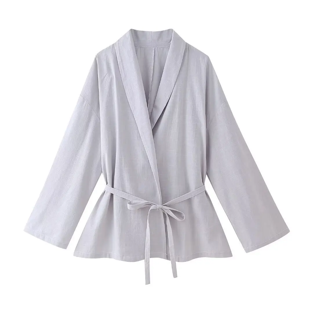 Women's Clothing, Women's Textured Double Breasted Kimono Style Outerwear