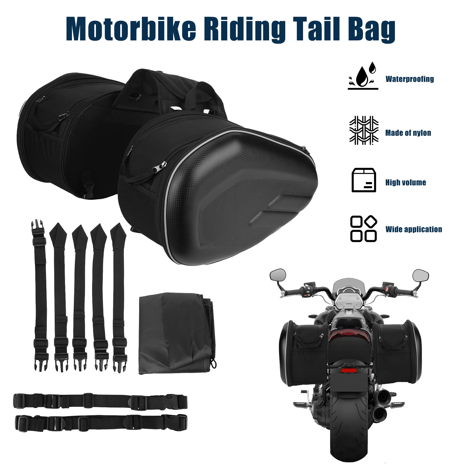 

58L Motorcycle Rear Side Bags Large Capacity Universal Motorcycle Panniers Waterproof Moto Side Storage Bag for Most Motorcycles