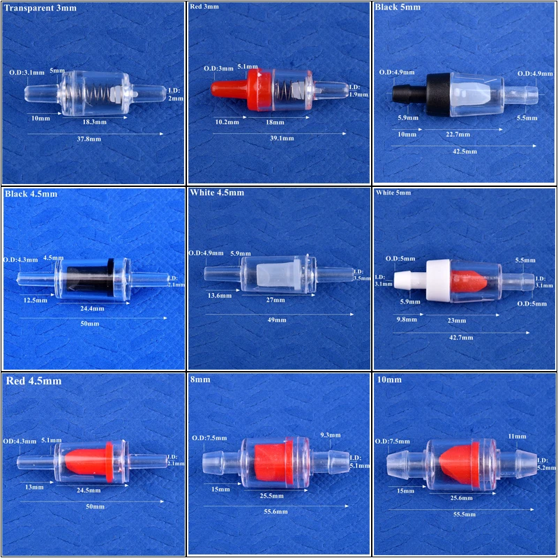 1~50pcs O.D 3mm~28mm Flat Check Valve Pagoda Watering Irrigation Hose Non-Return Valve Aquarium Tank Air Pump One-way Valve