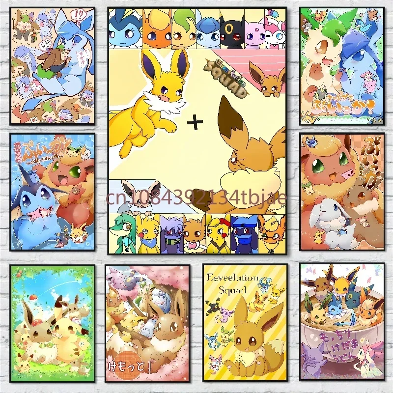 

Japanese Anime Pokemon Character Eevee Poster Canvas Painting Suitable for Fashion Home Room Wall Decor Art Mural Children Gift