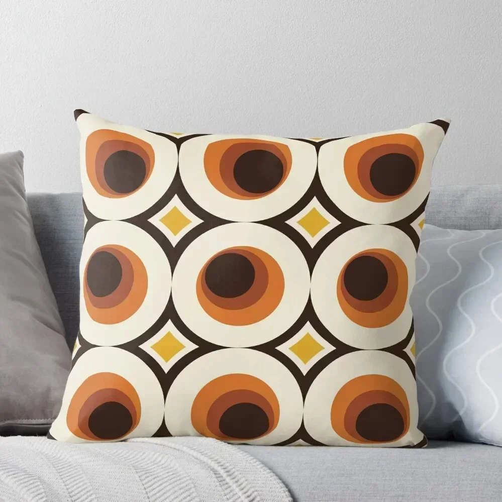 

1970s Orange Mid-Century Modern Circle 1 Throw Pillow Decorative pillow case Sitting Cushion Sofa Decorative Covers pillow