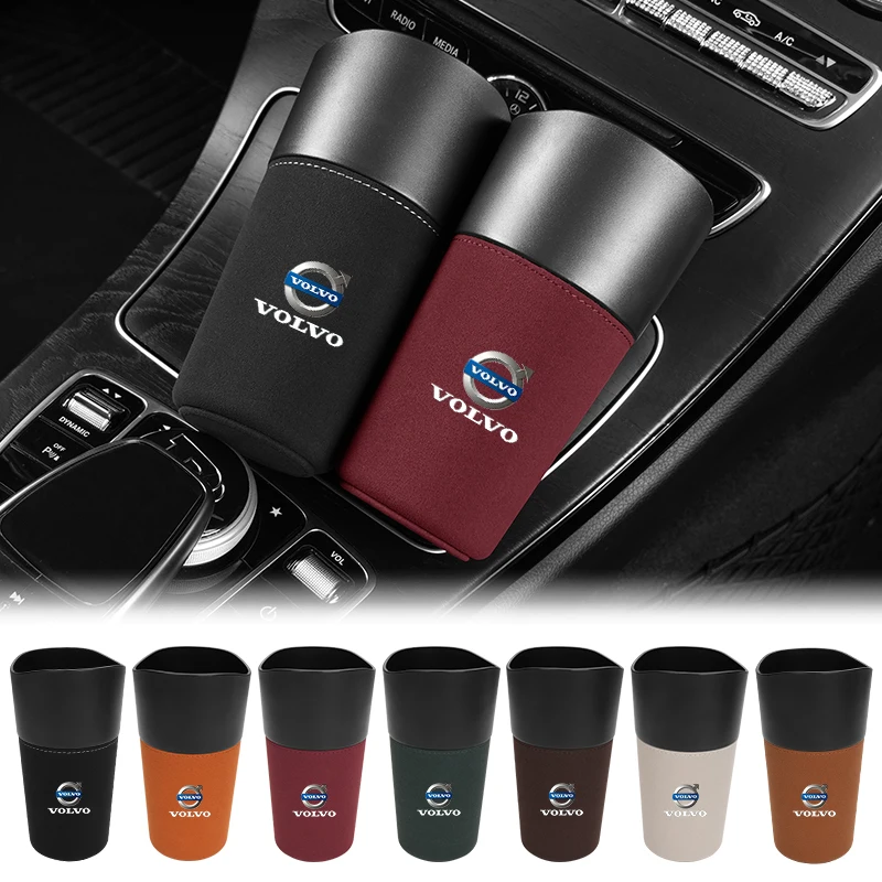 Suede Car Cup Sink Trash Can Mini Multifunctional Organizer For Volvo C30 C70 S80 S90 T6 V40 V50 V60 V70 V90 XC40 XC60 XC70 XC90