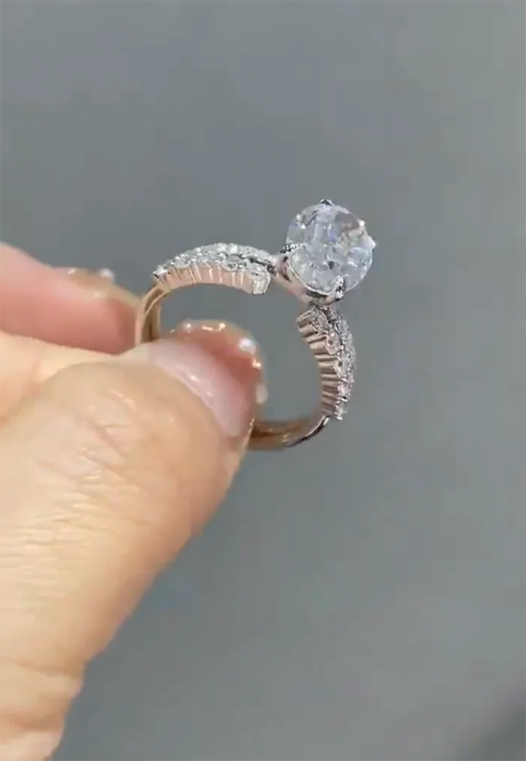 

factory sell Oval D Color 3Ct IGI Lab Growing Diamond Ring one Set ring Solid 18K White Gold Ring wedding Ring