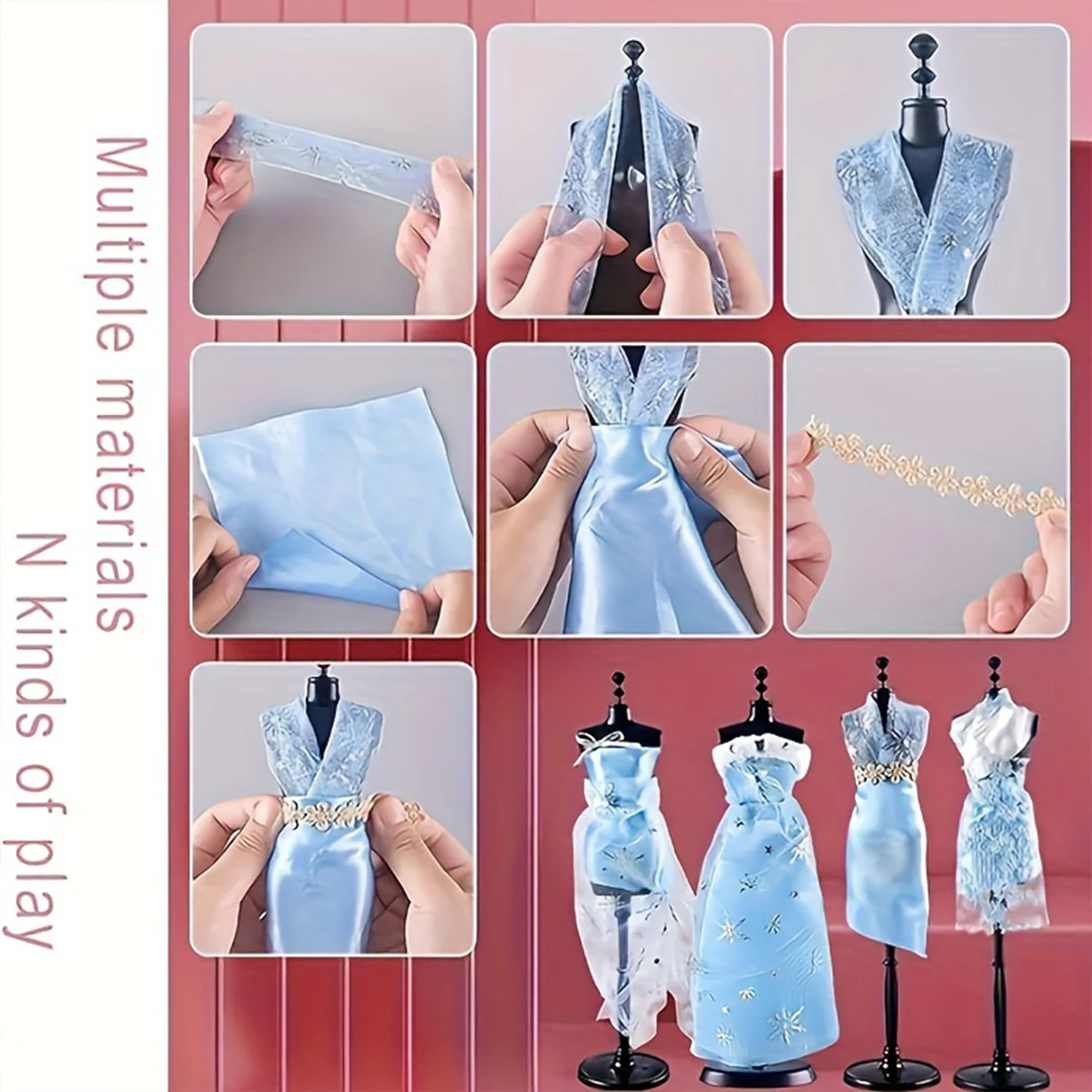 Kit de diseñador de moda para niñas, bricolaje, pasta creativa, artesanía artística sin hilo de aguja, regalo de cumpleaños, Halloween, Navidad y Acción de Gracias