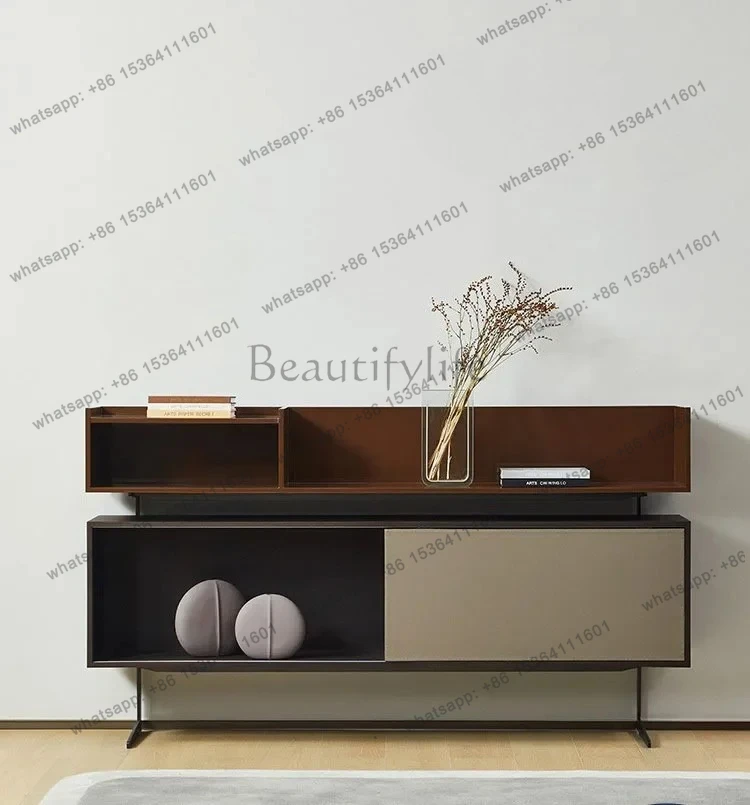 

High-end Italian minimalist living room storage dining side cabinet modern light luxury industrial style solid wood wine cabi